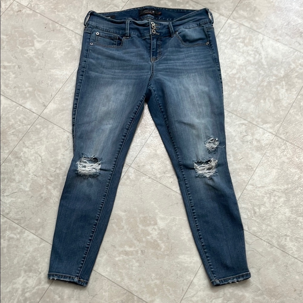 Torrid Stylish Blue Distressed Women's Jeggings Jeans 14R